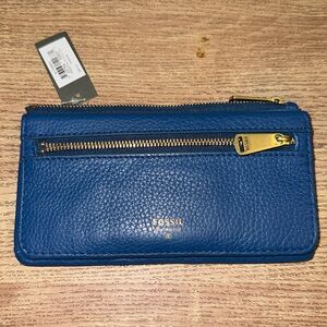 Fossil Ocean Blue Pebbled Leather Wallet